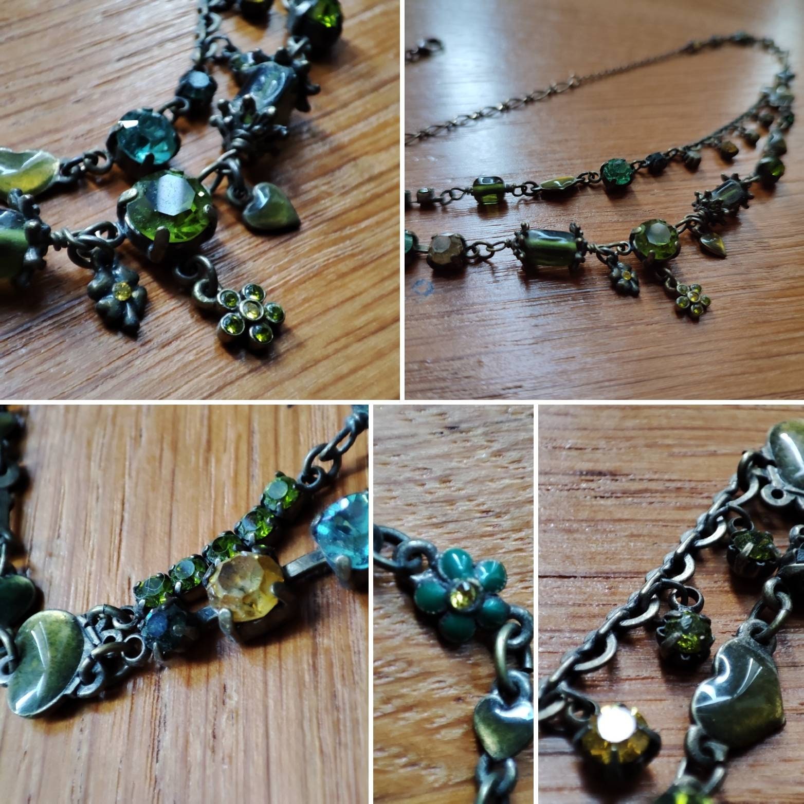 PILGRIM Heart and Rhinestone Danish Design Necklace Silver
