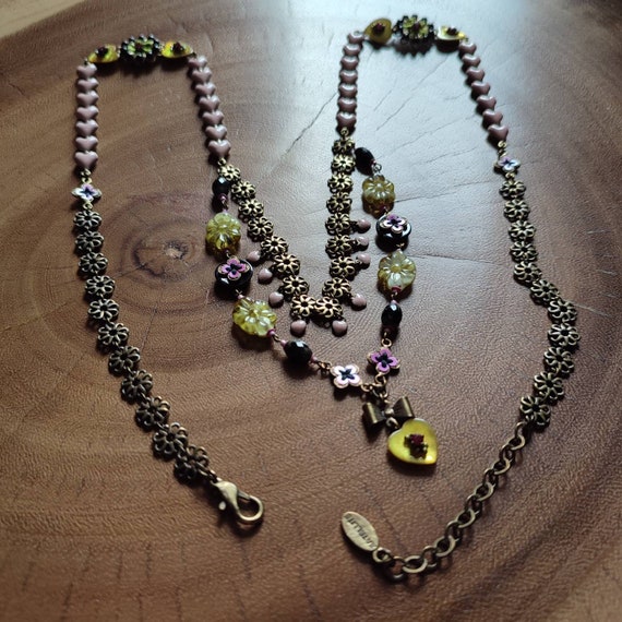 Satellite Paris Long flower heart necklace, Victorian… - Gem