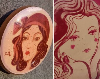 Broche Léa Stein En Celluloïd - Modèle Moderniste écaille Et Crème, Signée LEA STEIN PA, Occasion