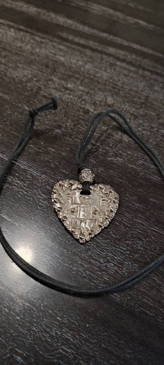 JACKY DE G. Paris Heart Pendant on vintage black … - image 6