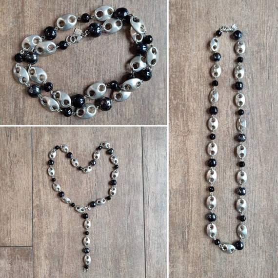 MARC LABAT Steel + Black Vintage necklace Long ne… - image 4