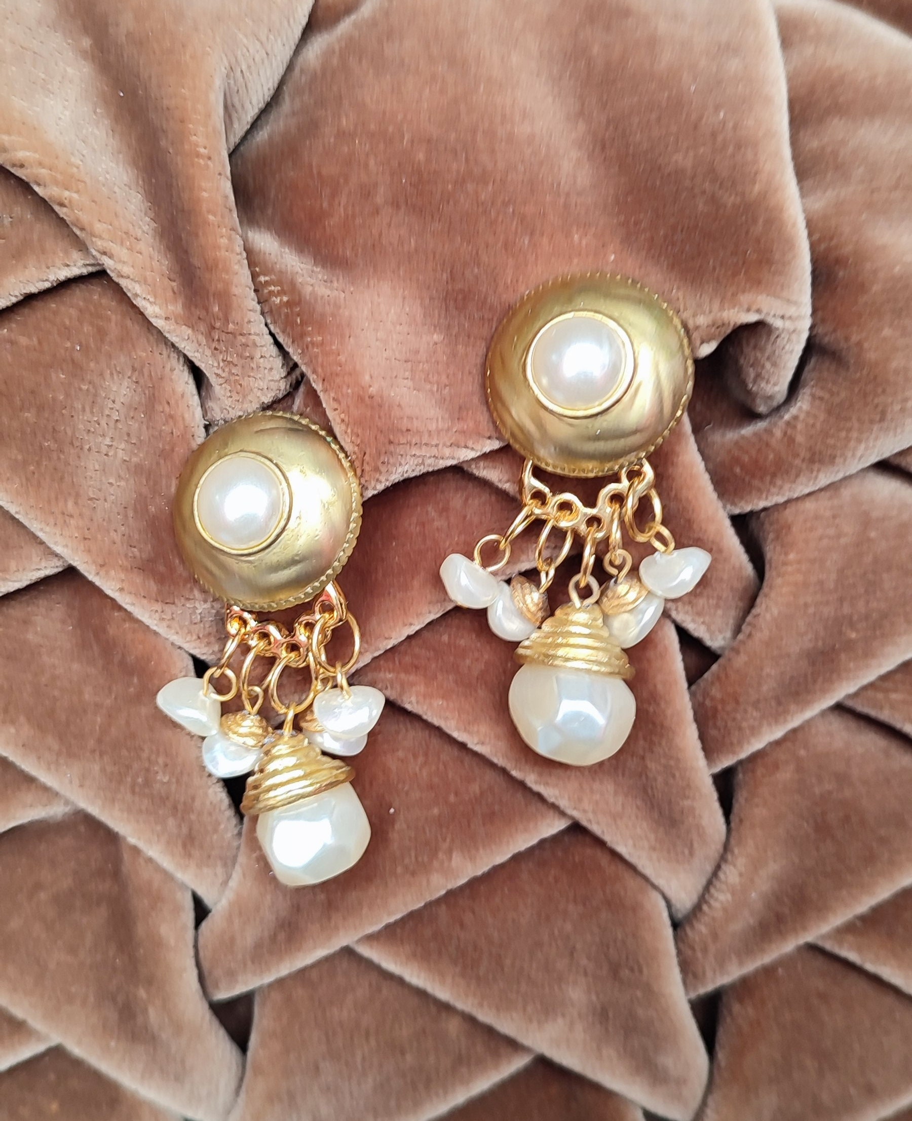 Lot Bijoux Vintage Créateur René GARRAUD - Boucle D'oreille Clip étoile + 2 Broches - Doré Et Bois