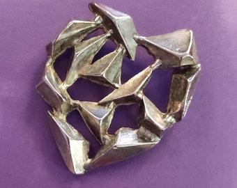Broche Vintage Argentée Signée Bala Boosté - Bijou Ancien Et élégant