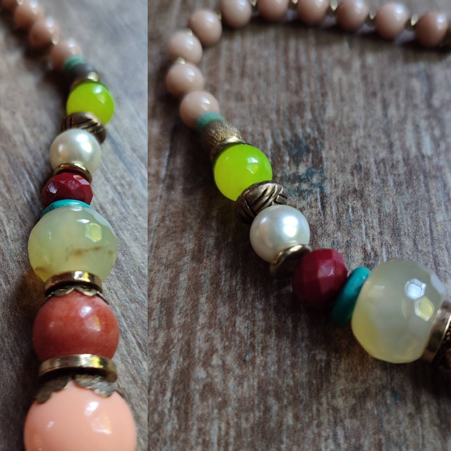 Collier Sautoir Vintage Moon'C Paris - Métal Et Perles | Bijou D'occasion Parfait état