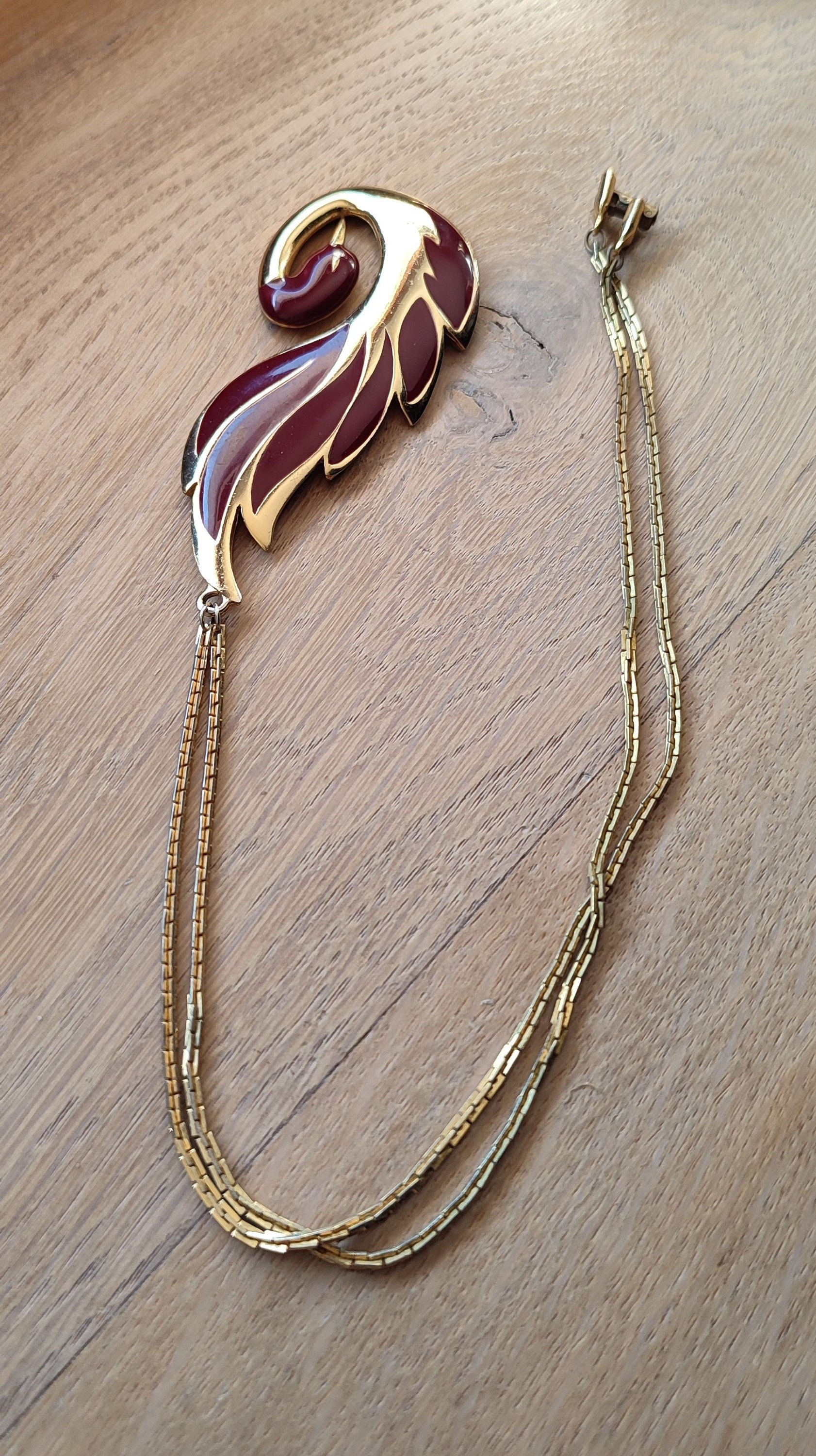 Collier Sautoir Orana Paris - Cygne En émail Noir - Bijou Vintage Occasion