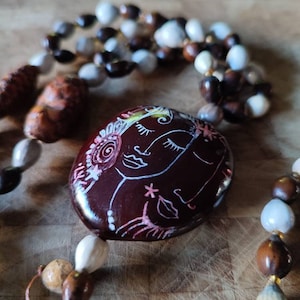 Unique piece of art - Fertility seed necklace, ethnic vintage style, 1970s African. Designer jewelry LydieLYK. Art makeover on vintage 1970s.