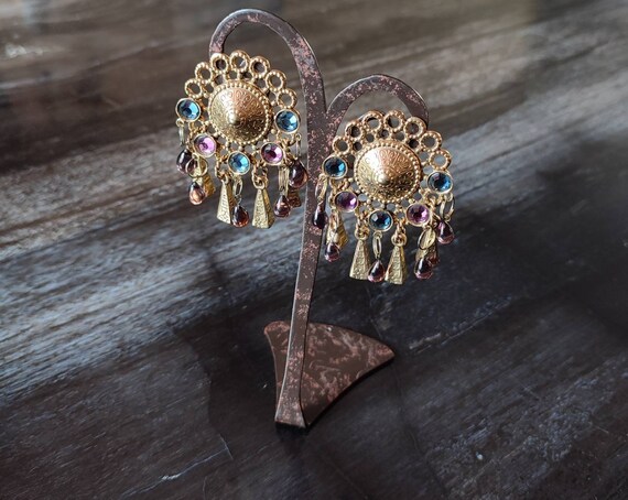 Boucles D'oreilles Vintage Reminiscence - Modèle Pendentif Clip, Couleur Argenté, Fabriqué En France