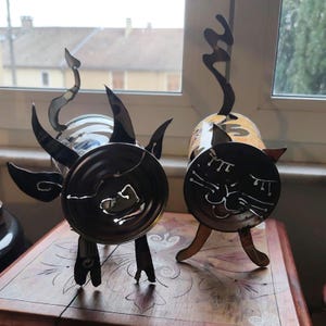 Lavazza Bull Art in a Box - Totemdier - Gesneden metalen sculptuur in een metalen doos - LydieLYK Eco-verantwoordelijke upcycled kunst