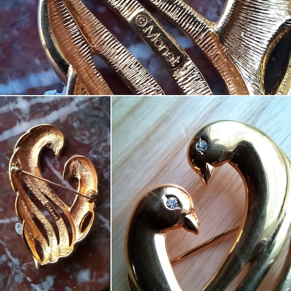 Jolie Broche Vintage Couple De Chevaux – Alliage Doré, Comme Neuf