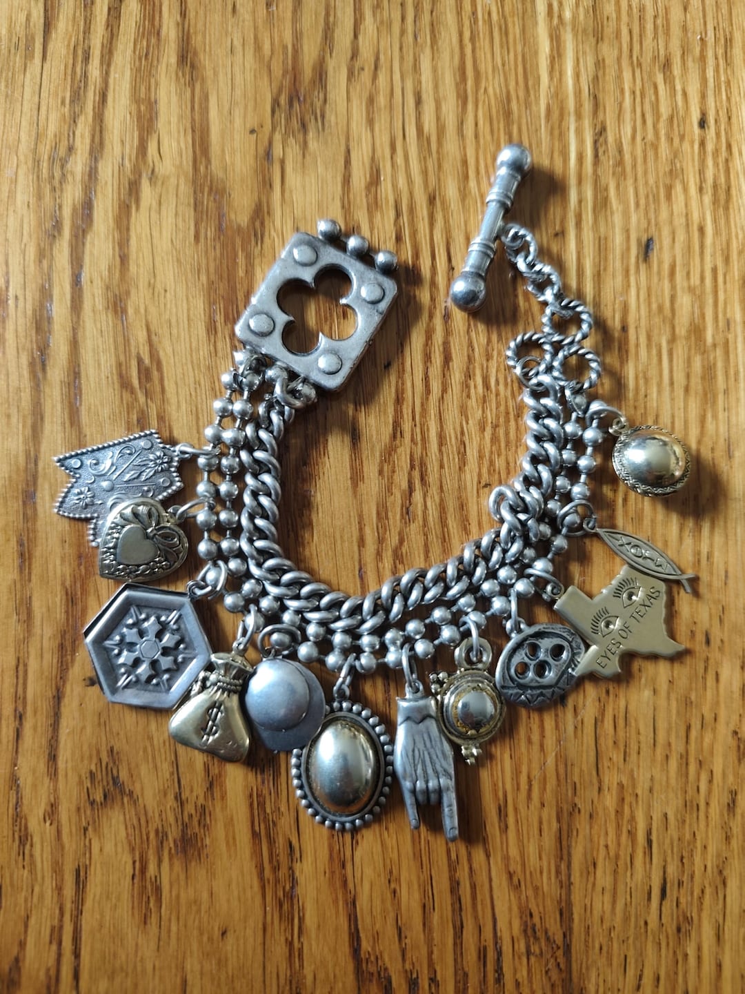Fabulous ZOE COSTE FRANCE Bracelet Solid Silver Metal & Gold, Star 