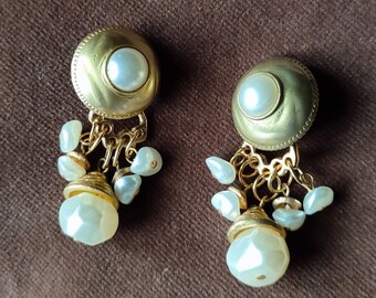 Lot Bijoux Vintage Créateur René GARRAUD - Boucle D'oreille Clip étoile + 2 Broches - Doré Et Bois