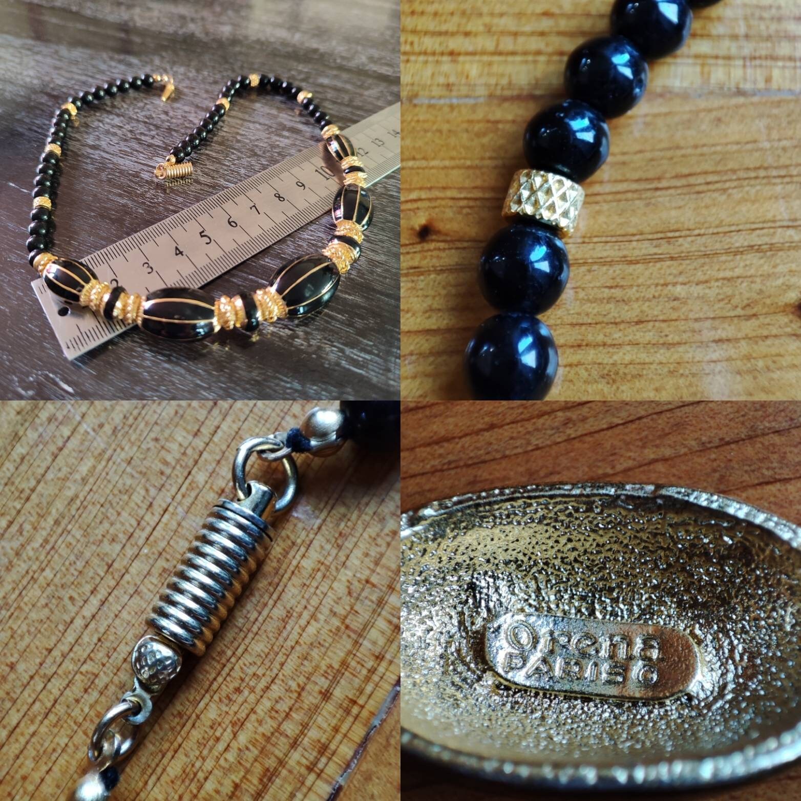 Collier Vintage Orena Paris - Plaqué Or Et émail - Créateur Français