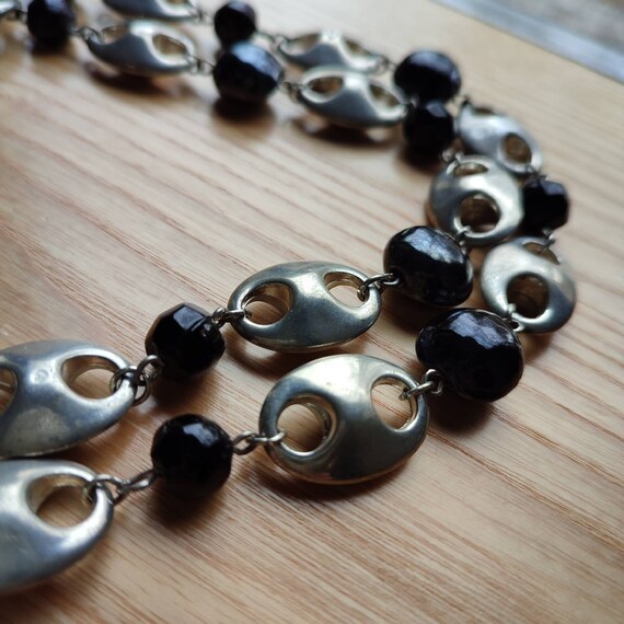 MARC LABAT Steel + Black Vintage necklace Long ne… - image 7