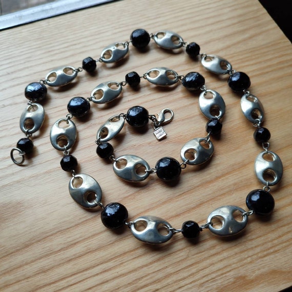 MARC LABAT Steel + Black Vintage necklace Long ne… - image 3