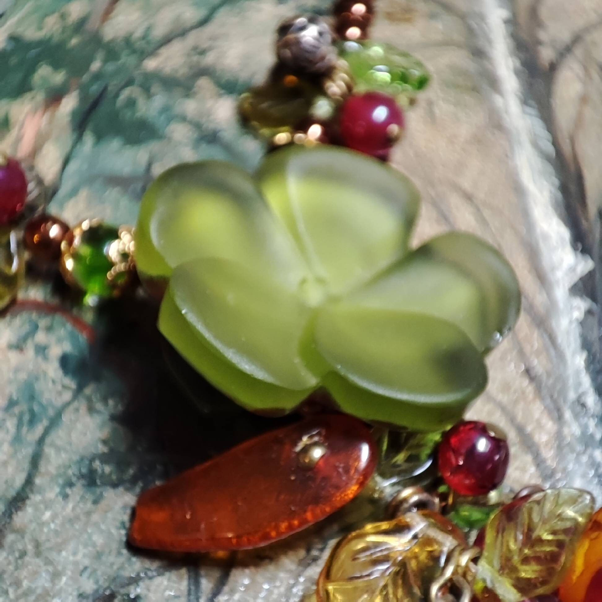 Collier Art Nouveau Ancien - Pendentif Feuilles De Marronnier - Bijou Vintage Végétal