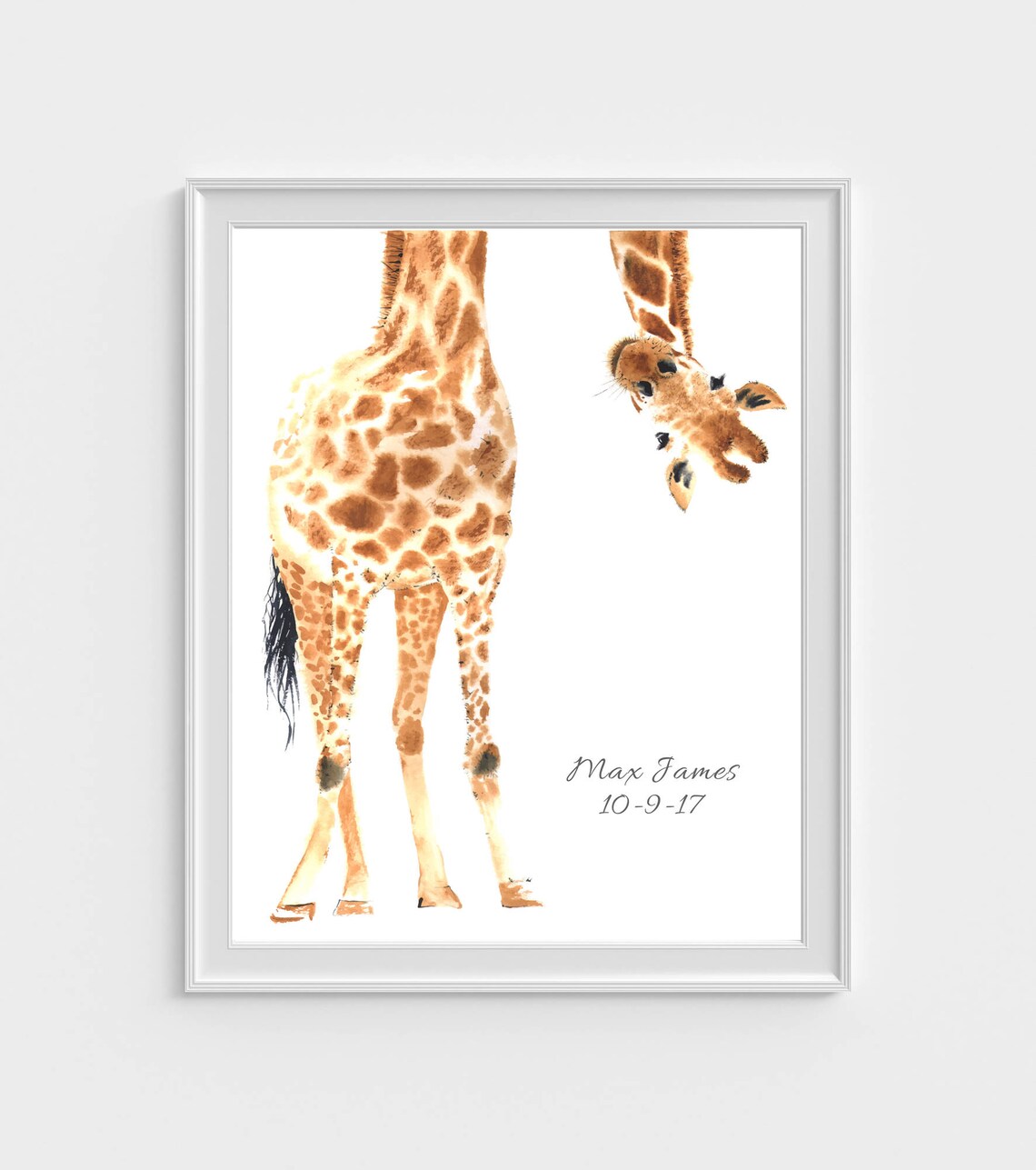 Giraffe Wall Print Giraffe Nursery Decor Giraffe Baby Name Etsy