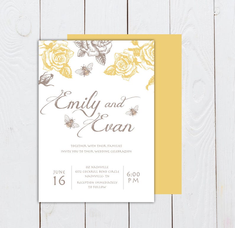Bee Wedding Invitation Honey Bee Invite Vintage Bee Etsy