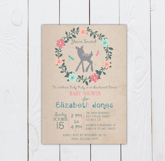 enchanted forest baby shower invitations