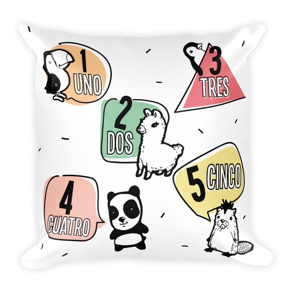 Count In Spanish Animal Pillow Etsy