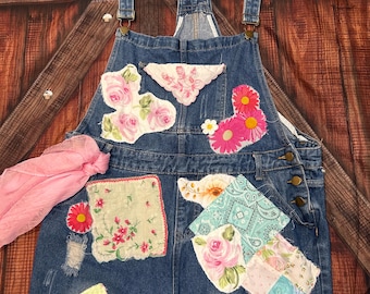 overalls Woman’s XL floral fashion, boho, country look,upcycled fashion