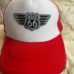 Route 66 trucker/baseball hat, red  custom made hat