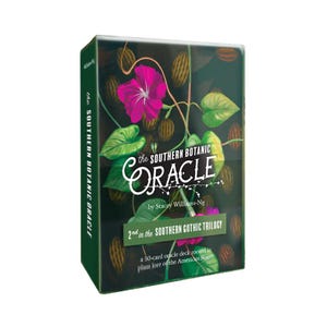 May include: A boxed oracle deck titled "The Southern Botanic Oracle" with a floral design. The box features a pink flower, green leaves, and the text "The Southern Botanic Oracle" by Stacey Williams-Ng. The box is green.