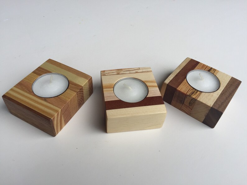SALE Set of 3 Reclaimed Pallet Wood Tea Light Candle Holders Etsy