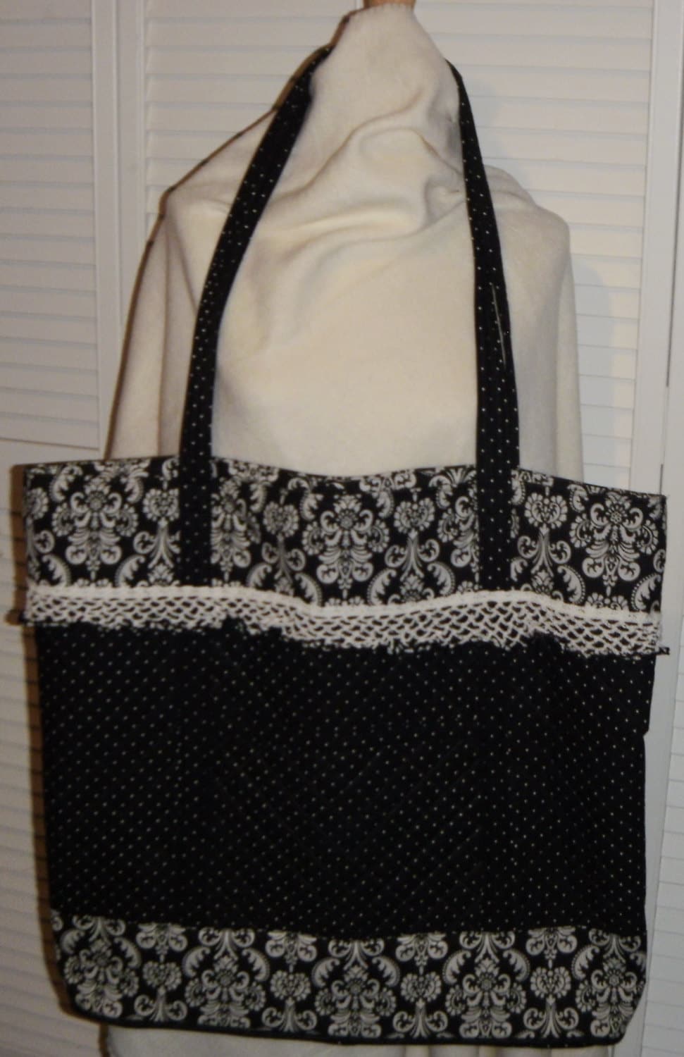 Quilted Black and White Tote - Etsy