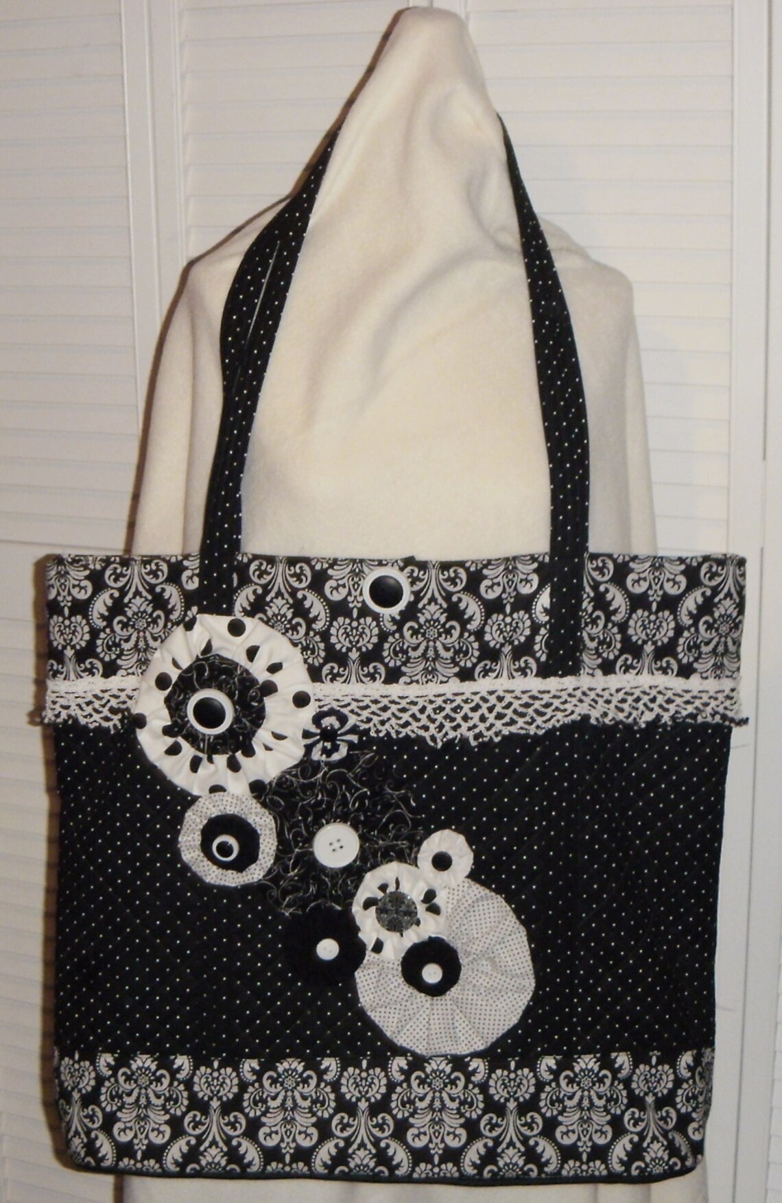 Quilted Black and White Tote - Etsy