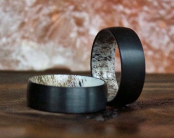 Black Antler Ring, Tungsten Carbide Ring, Mens Ring, Womens Ring, Wedding Band, Deer Antler Ring, Antler Ring, Antler Wedding Band, Deer