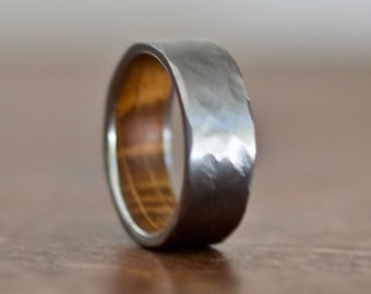 Brushed Black Wood Ring, Wooden Ring for Men, Tungsten Carbide Ring, Wood Wedding Band, Koa Wood Ring, Wood Ring, Black Ring, Wedding Band