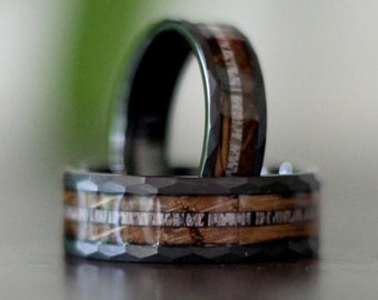 Antler Wedding Band, Black Wedding Ring for Men, Antler Ring, Wood Ring Wood Wedding Band, Mens Ring, Wood Ring for Men