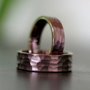 Coffee Brown Wedding band for Men Women, 4mm 6mm 8mm Width Brown Ring, Hammered Brown Ring, Coffee Wedding Rings, Couples Brown Ring