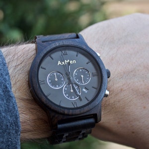 Wood Watch, Mens Wood Watch, Wooden Watch, Gift for Him, Wooden Watch, Personalized Watch, Engraved Watch, Groom Gift, Mens Wooden Watch