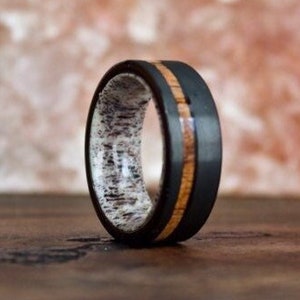 Antler Wedding Band, Black Wedding Ring for Men, Antler Ring, Wood Ring Wood Wedding Band, Mens Ring, Wood Ring for Men