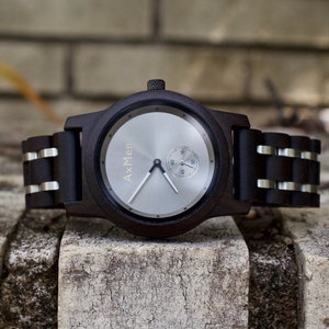 FREE Engraving, Wood Watch, Mens Wood Watch, Wooden Watch, Chronograph Watch, Mens Wooden Watch, Mens Watch, Groomsmen Gift, Wrist Watch