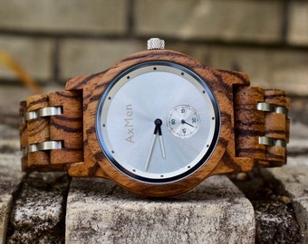 FREE Engraving, Wood Watch, Mens Wood Watch, Wooden Watch, Chronograph Watch, Mens Wooden Watch, Personalized Watch, Anniversary Gift Men