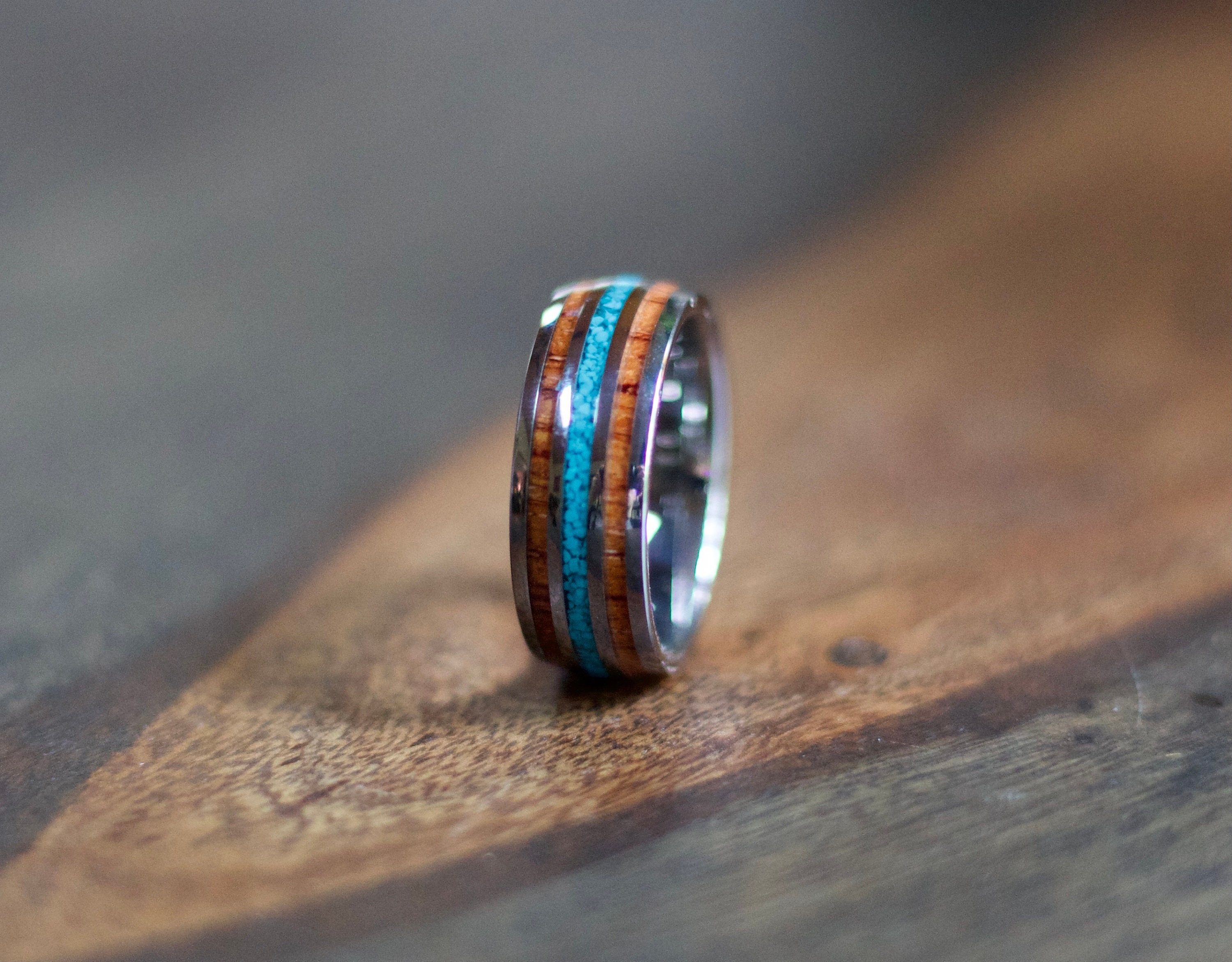 Turquoise & Black Ceramic Men's Ring | Vansweden Jewelers