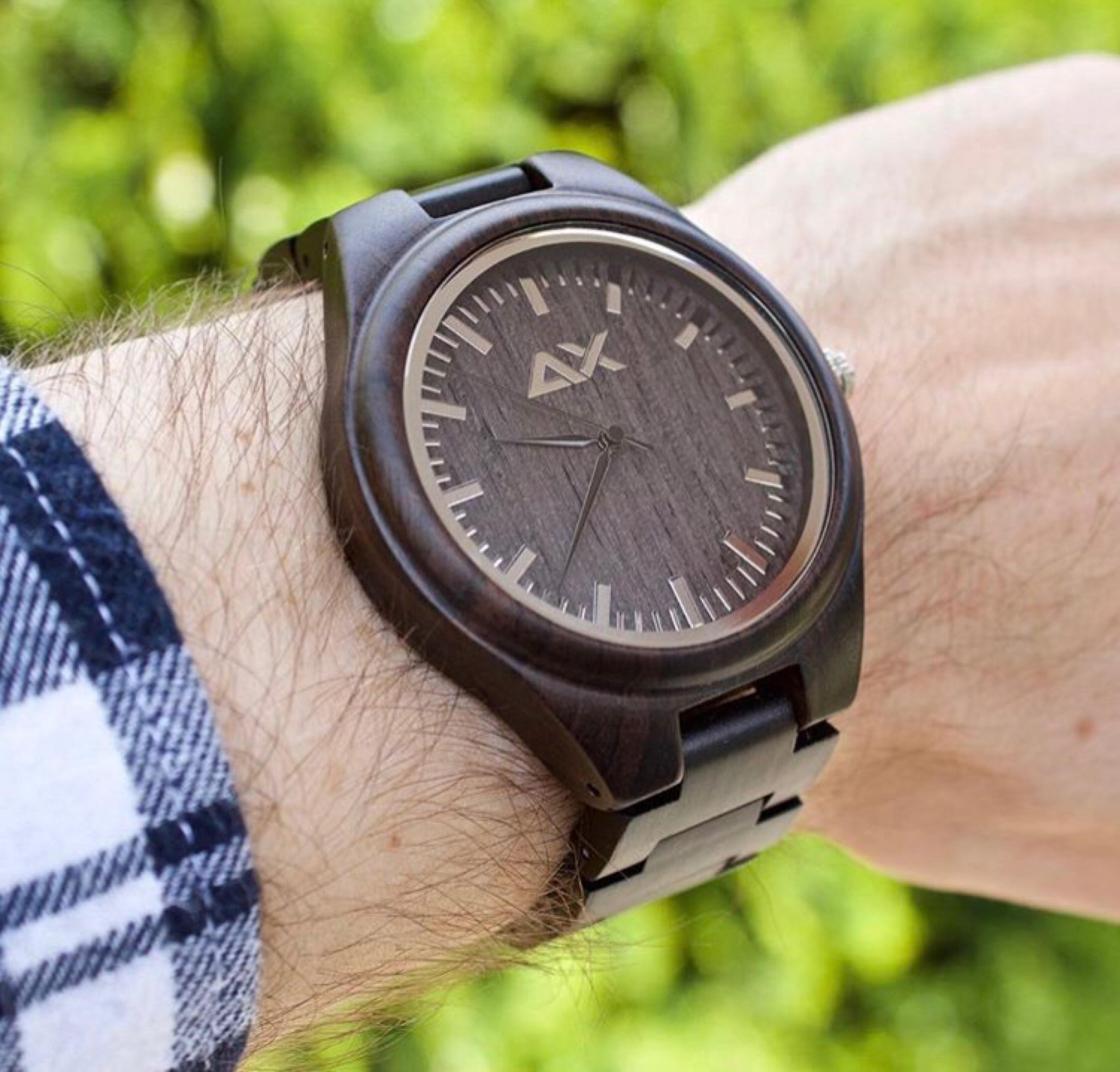 Brown Wood Watch for Men, Engraved Wood Watch, Keepsake Watch
