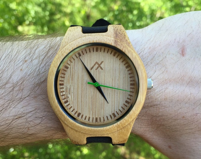 Wood Watch, Bamboo Wood Watch, Engraved Wooden Watch, Handmade for Men Women, Groomsmen Gift, Gift for Him, Mens Wooden Watch, Men wood gift