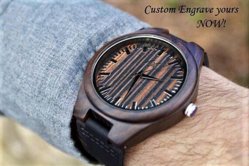 Wood Watch FREE ENGRAVING Wooden Watch for Men Gift for Etsy