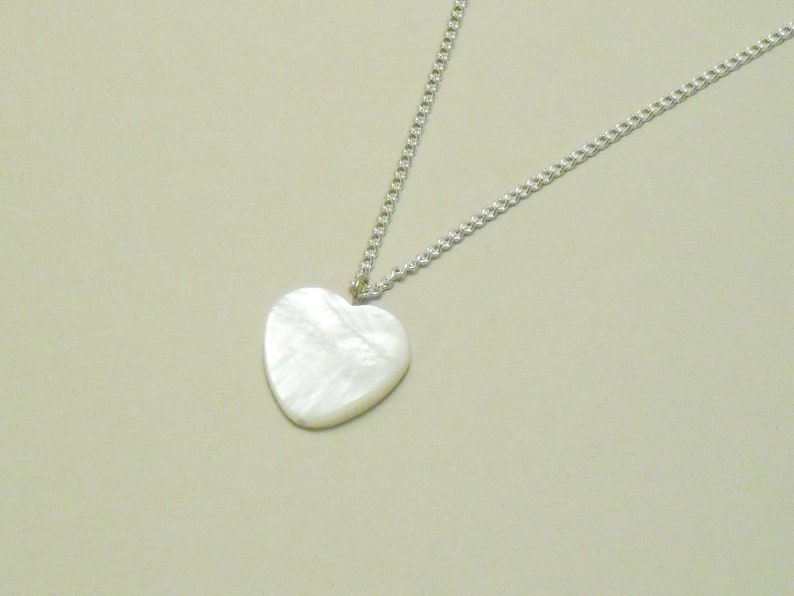 White MOP Mother of Pearl Heart Earrings and Necklace