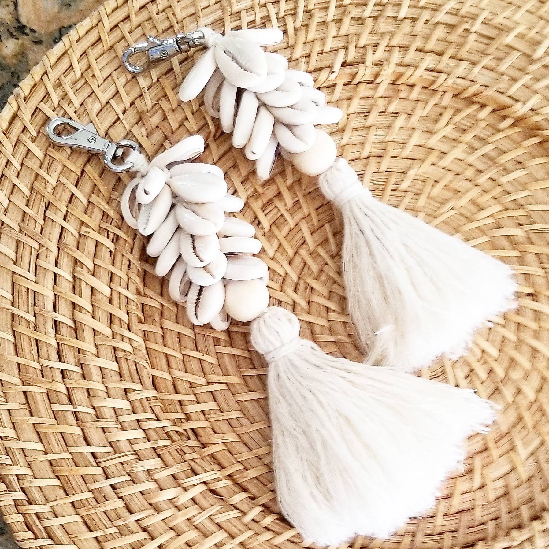 Macrame Seashell Keychain Boho Style Decor - Etsy