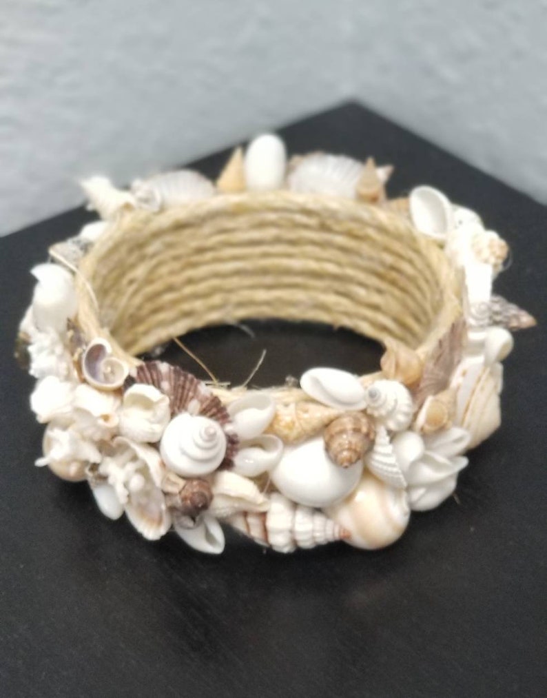 Seashell Candle Holder Shell Wreath Coastal Decor Candle Etsy