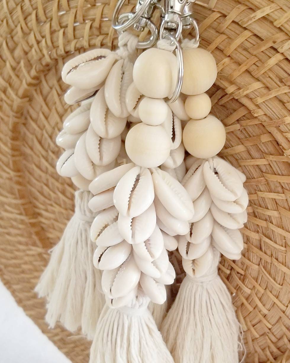 Macrame Seashell Keychain Boho Style Decor - Etsy