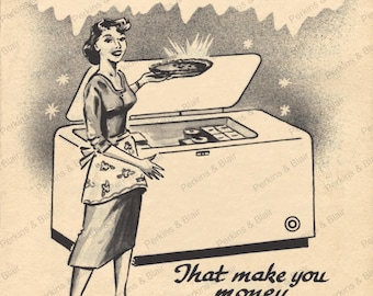 Retro Housewife, Kitchen, Vintage Homemaker Image, Digital Download, Printable Ephemera