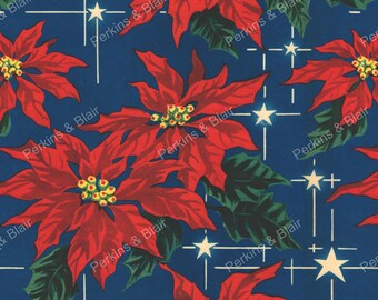 Vintage Christmas Poinsettia Seamless Pattern, Digital Download, Printable Ephemera