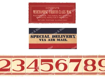 Post-Etikett Ephemera, Mail-Tag-Nummern, digitaler Download, bedruckbar