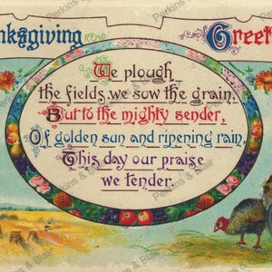 Vintage Thanksgiving Greetings Turkey Postcard Image Digital Download ...