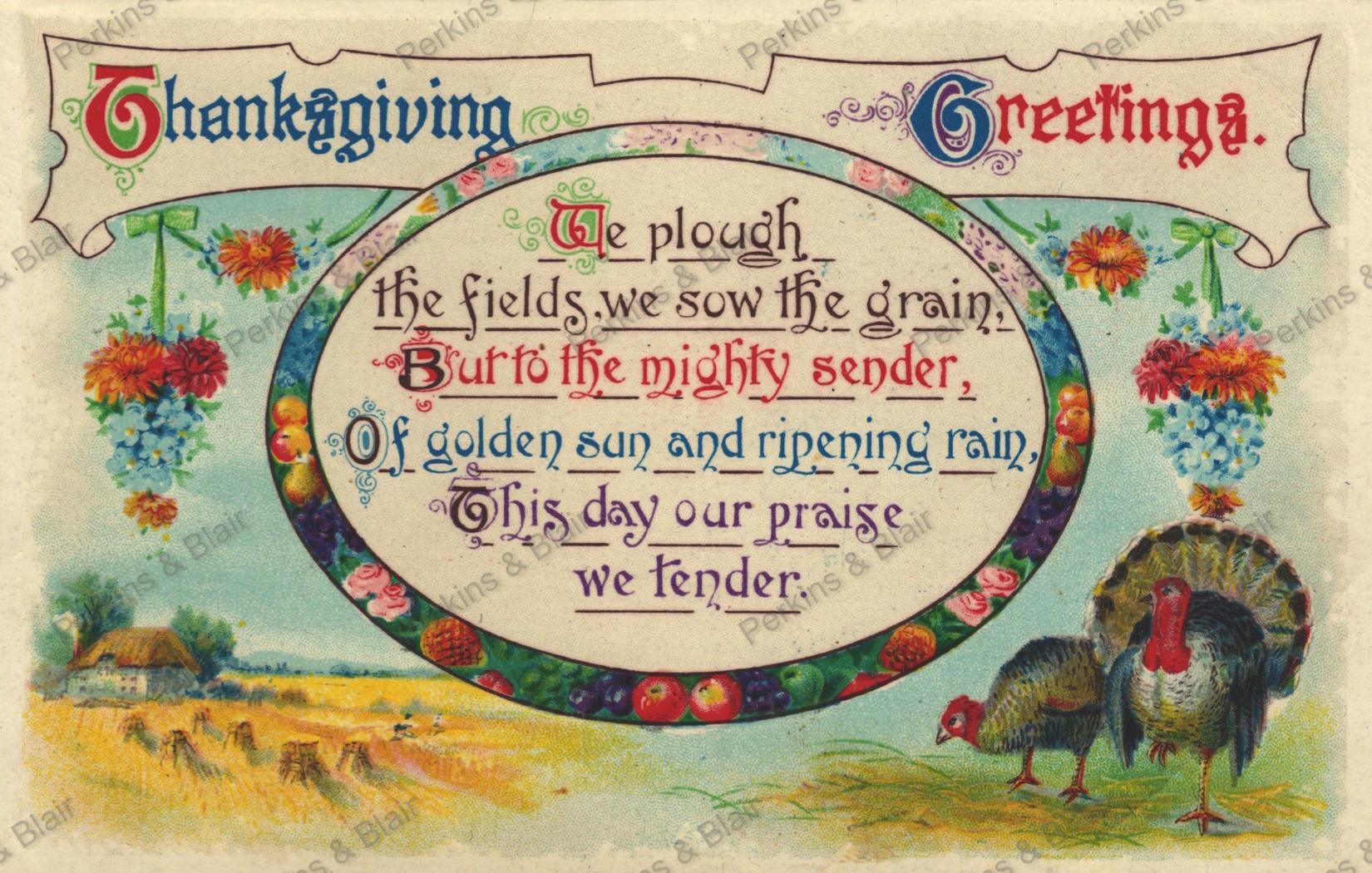 Vintage Thanksgiving Greetings Turkey Postcard Image Digital Download ...